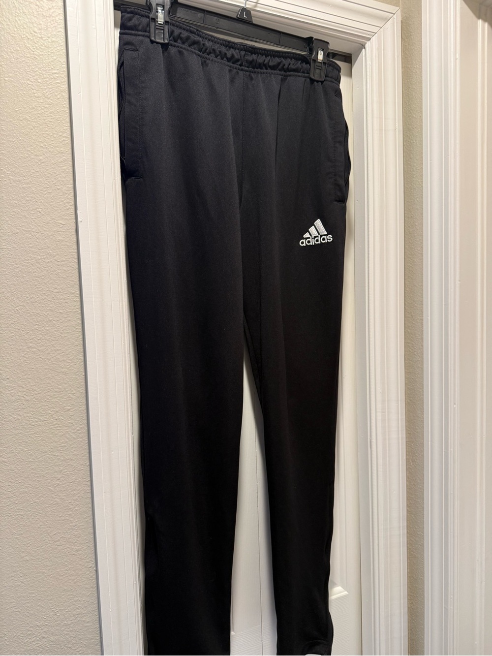 adidas Black Men’s Athletic Joggers with White Logo